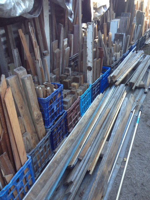 Sorting the remaining timbers