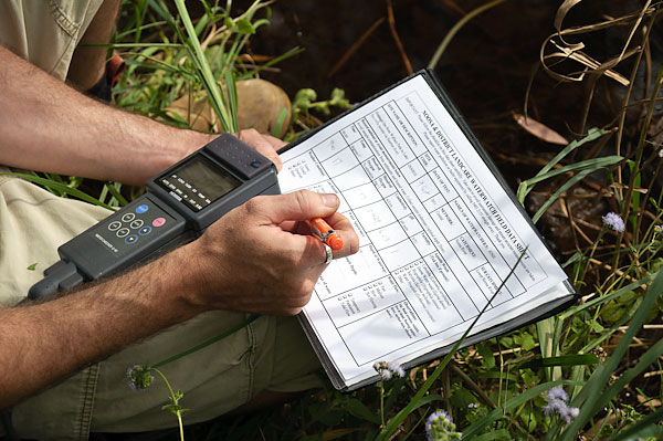 Writing data records monitoring water quality at a stormwater creek